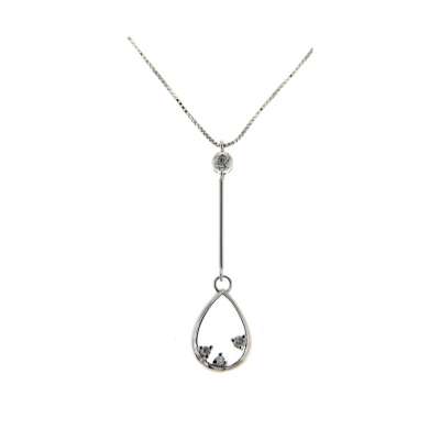 Necklace with drop-shaped pendant 0.08 carats diamonds G-VS1