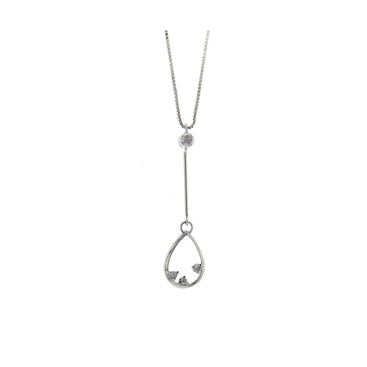Necklace with drop-shaped pendant 0.08 carats diamonds G-VS1
