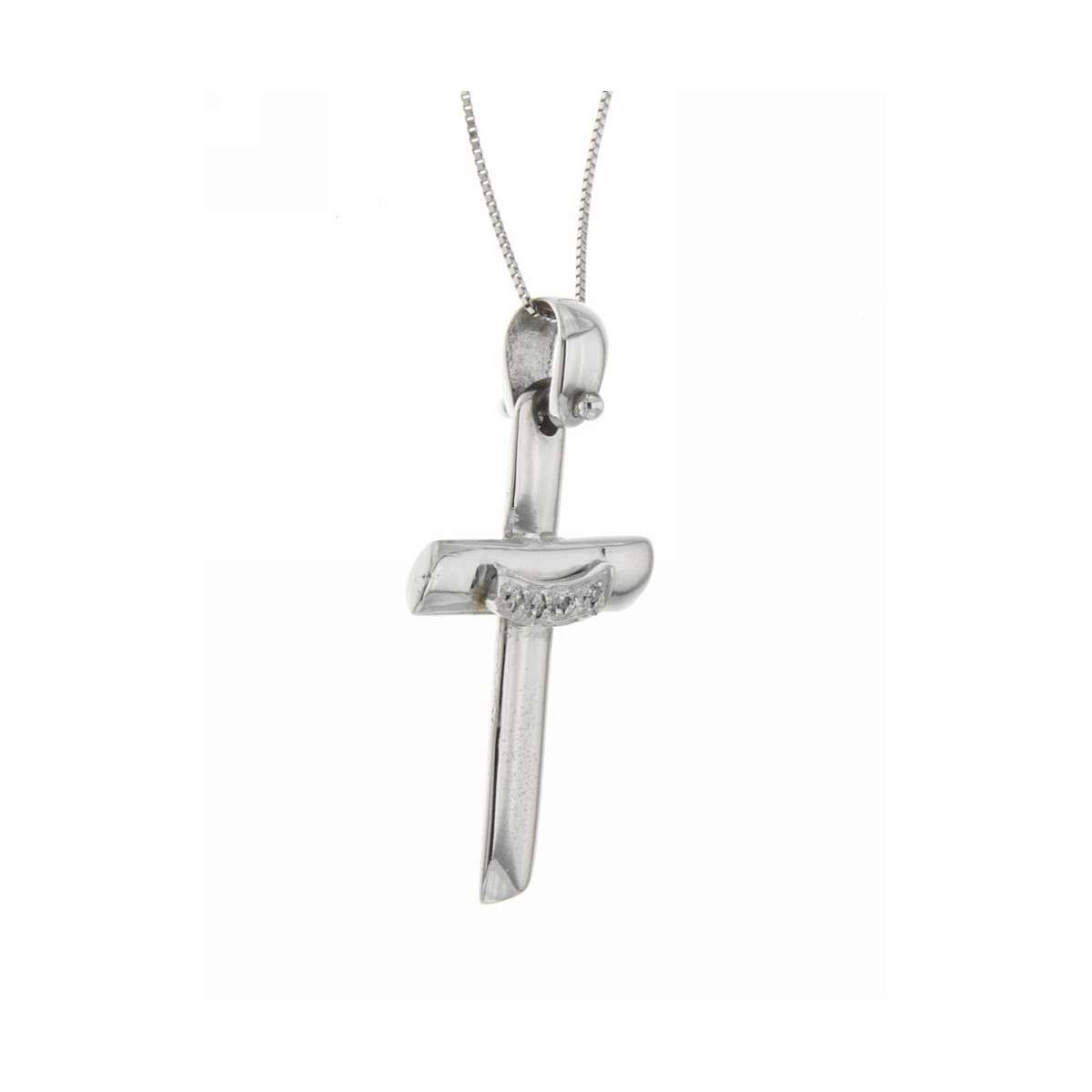 Collana croce con diamanti carati 0,01 G-VS1