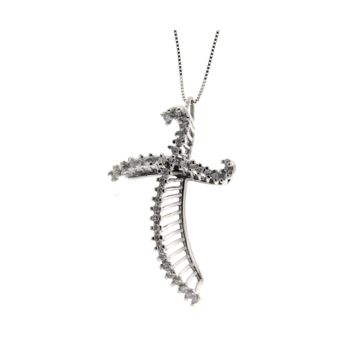 Cross wire style necklace 0.22 carats diamonds G-VS1