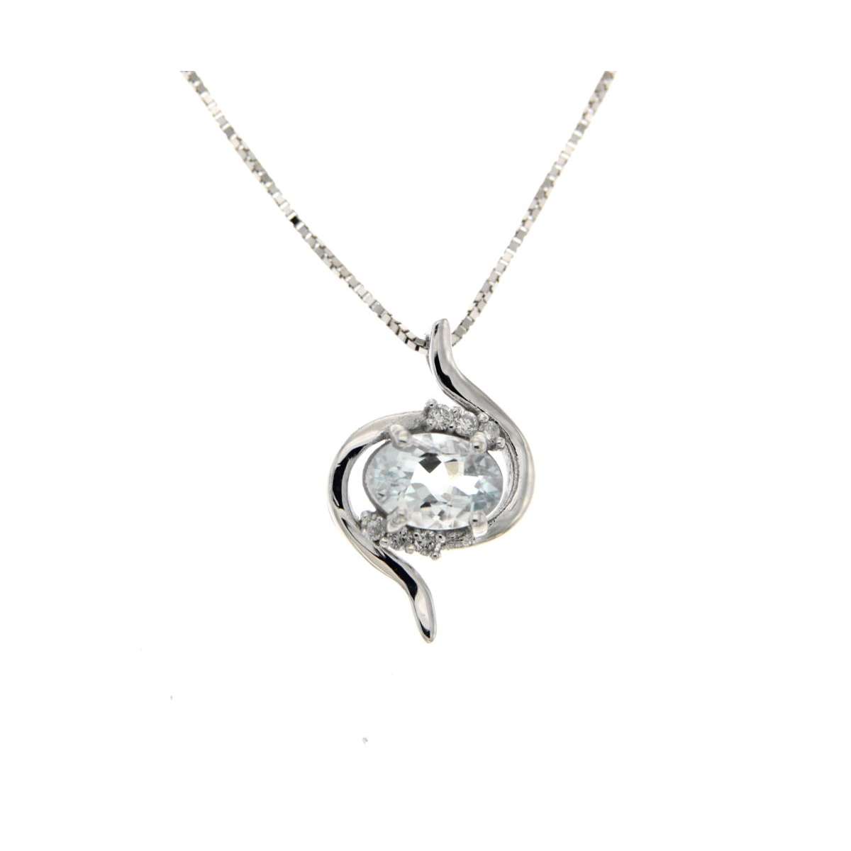 Necklace with pendant 0.50 cts. aquamarine 0.03 carats diamonds G-VS1