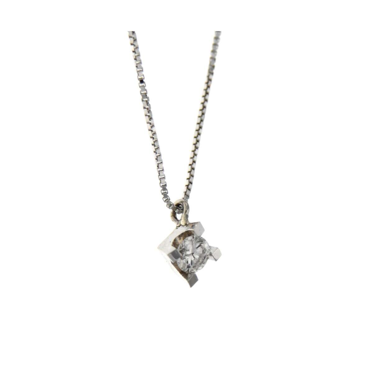 Collana  punto luce oro bianco diamante carati 0,21 G-VS1