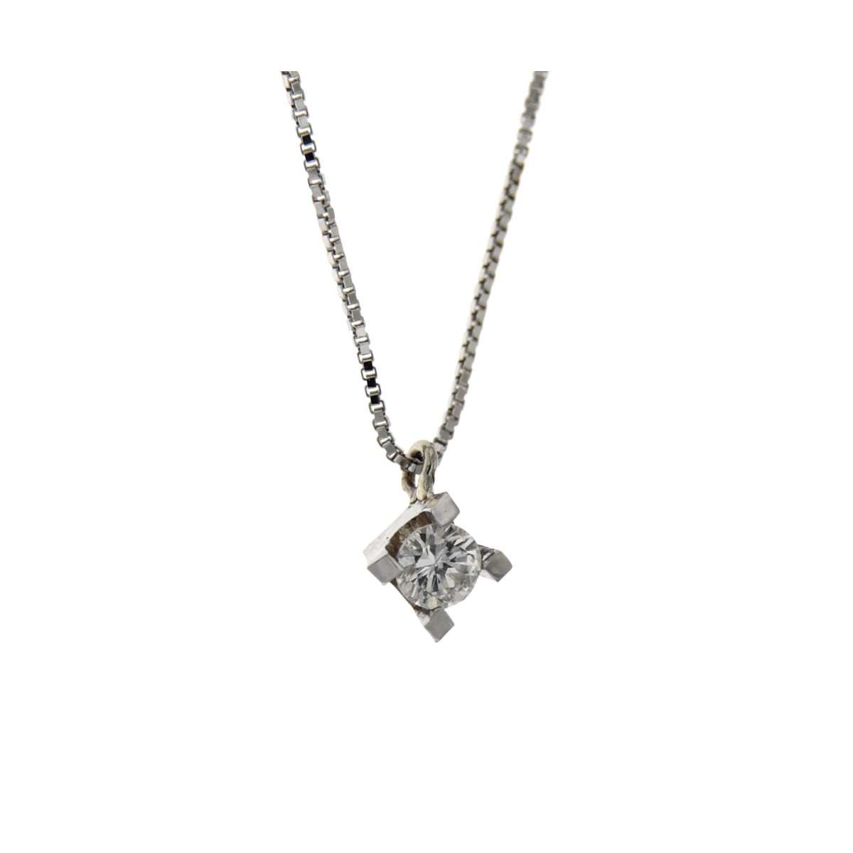 Collana  punto luce oro bianco diamante carati 0,21 G-VS1