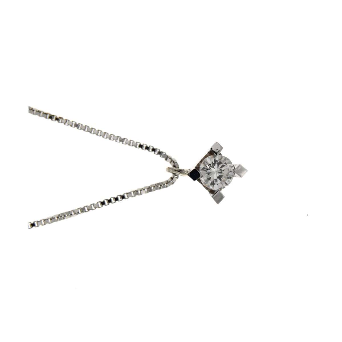 Collana  punto luce oro bianco diamante carati 0,21 G-VS1