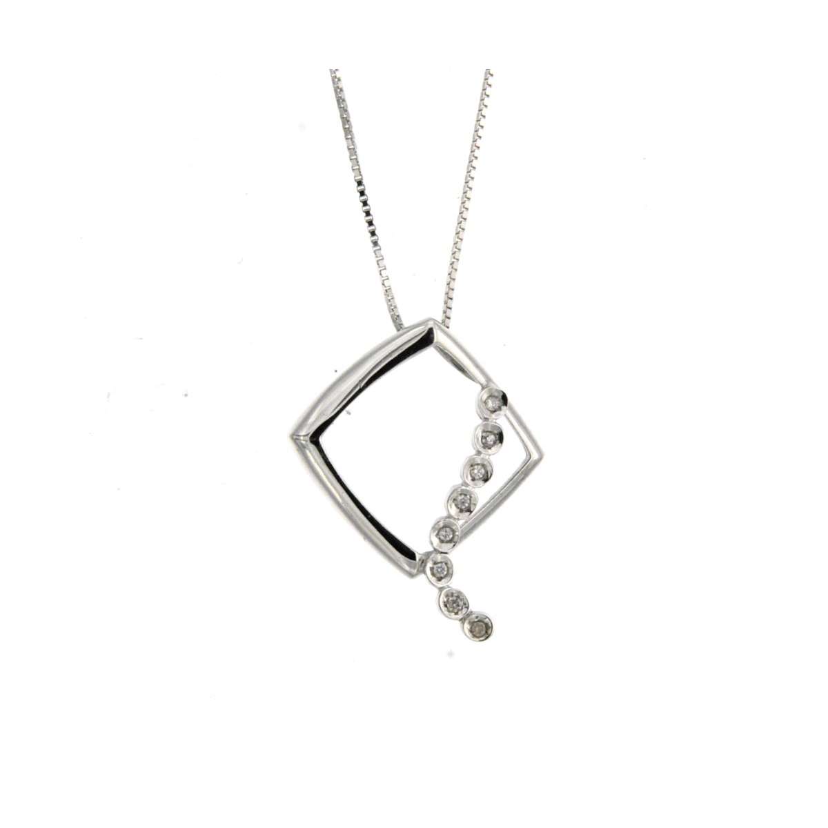 White gold rhomboidal necklace 0.04 carats diamond G-VS1