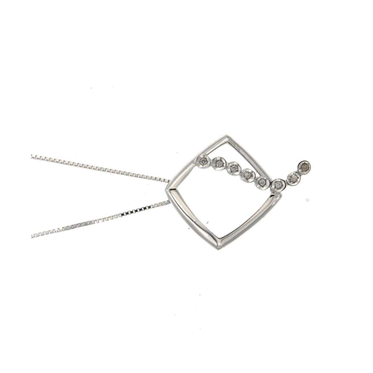 White gold rhomboidal necklace 0.04 carats diamond G-VS1