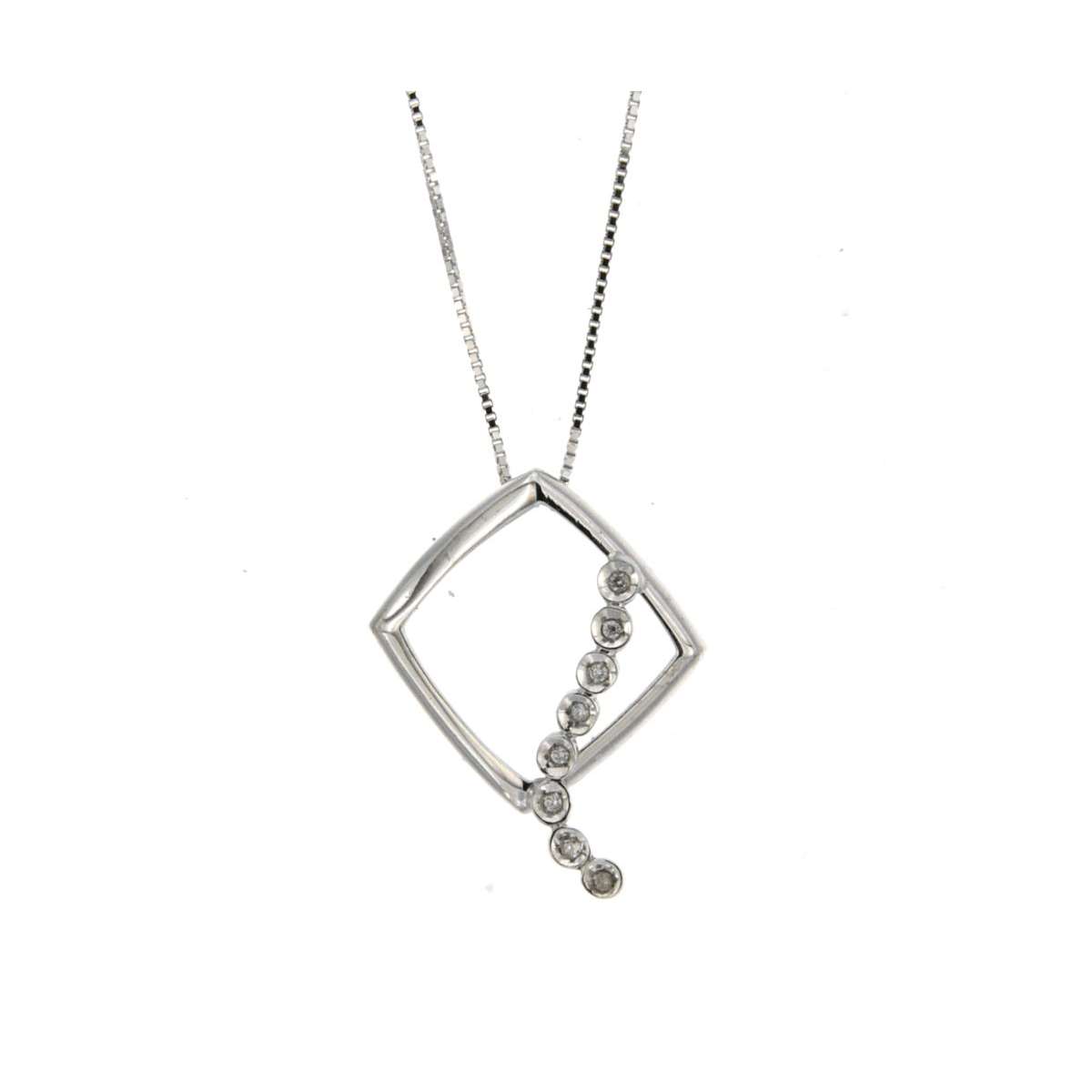 White gold rhomboidal necklace 0.04 carats diamond G-VS1