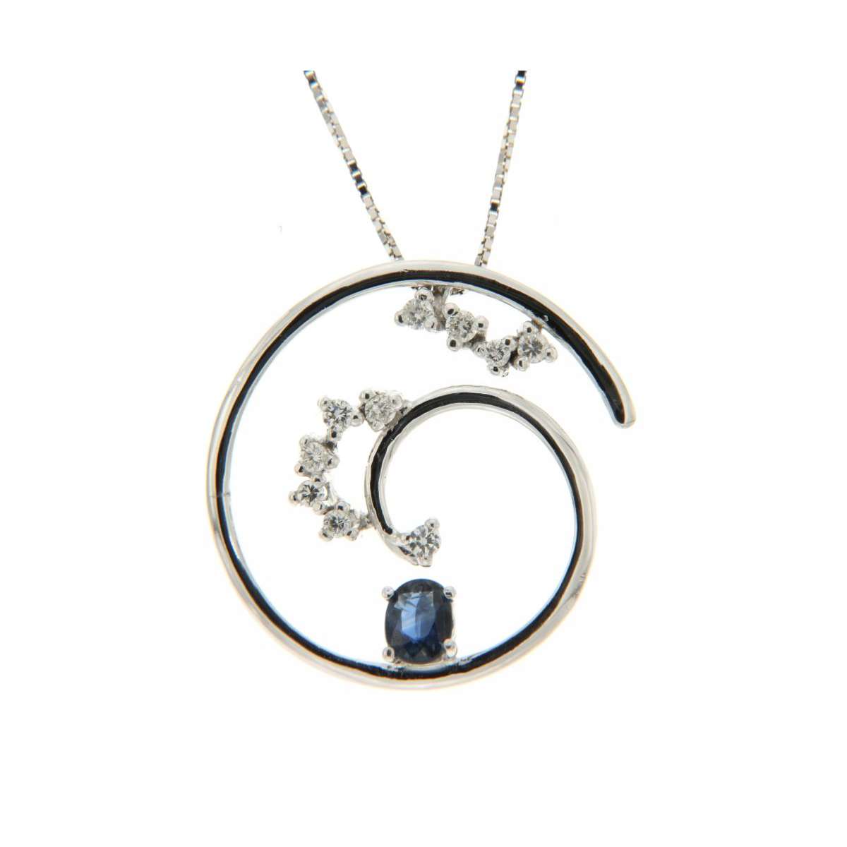 Necklace 0.31 cts. blue sapphire 0.17 carats diamonds G-VS1