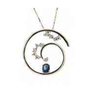 Collana zaffiro blu ct 0,31 diamanti carati 0,17 G-VS1 Collana zaffiro blu ct 0,31 diamanti carati 0,17 G-VS1