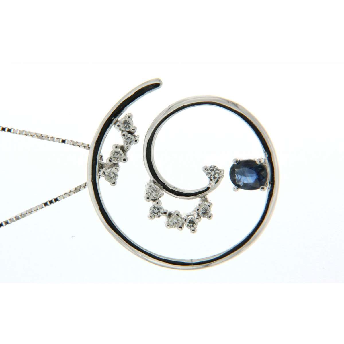 Necklace 0.31 cts. blue sapphire 0.17 carats diamonds G-VS1