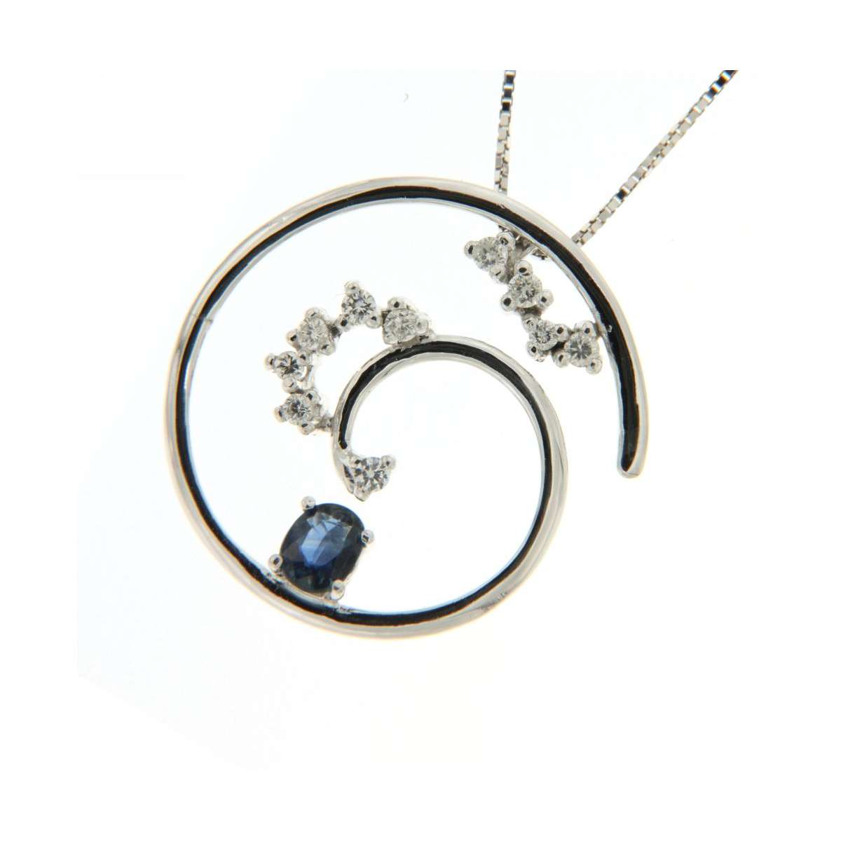 Necklace 0.31 cts. blue sapphire 0.17 carats diamonds G-VS1