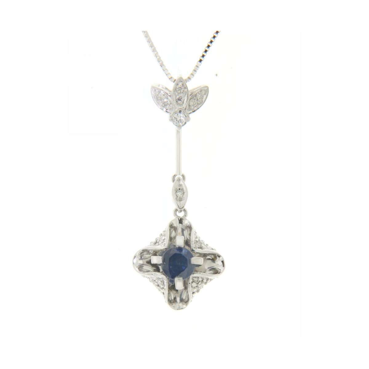 Necklace 0.50 cts. blue sapphire 0.20 carats diamonds G-VS1