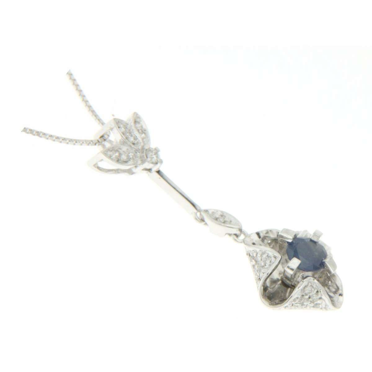 Collana a fantasia  zaffiro blu ct 0,50 diamanti carati 0,20 G-VS1