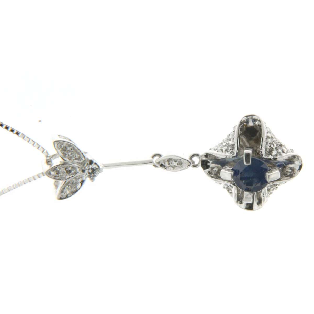 Collana a fantasia  zaffiro blu ct 0,50 diamanti carati 0,20 G-VS1