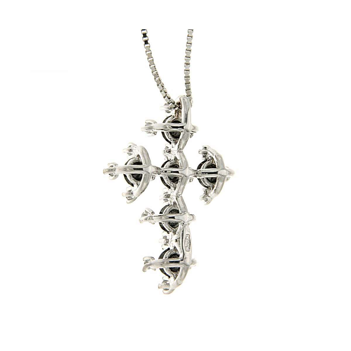 Collana croce con diamanti neri diamanti bianchi carati 0,73 G-VS1