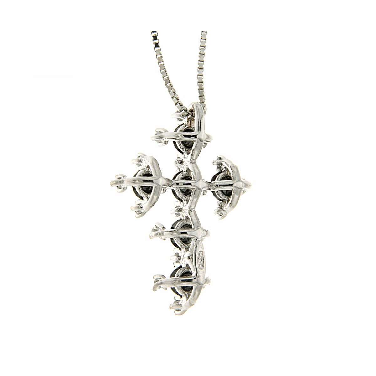 Cross necklace 0.73 carats black and white diamonds G-VS1