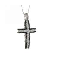 Collana croce diamanti bianchi e neri carati 0,72 G-VS1 Collana croce diamanti bianchi e neri carati 0,72 G-VS1