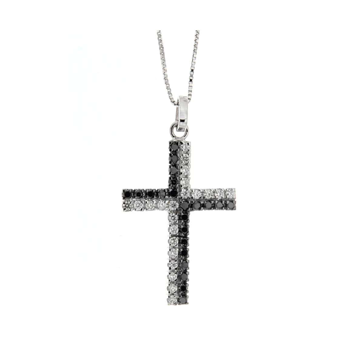 Cross necklace 0.40carats black and white diamonds G-VS1