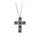 White gold cross necklace decorated settings 0.69 total carats brown and white diamonds G-VS1