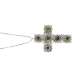 White gold cross necklace decorated settings 0.69 total carats brown and white diamonds G-VS1