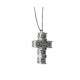 White gold cross necklace decorated settings 0.69 total carats brown and white diamonds G-VS1