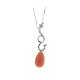 Necklace with twist pendant pink coral drop 5.16 cts. 0.04 carats diamond G-VS1