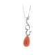 Necklace with twist pendant pink coral drop 5.16 cts. 0.04 carats diamond G-VS1