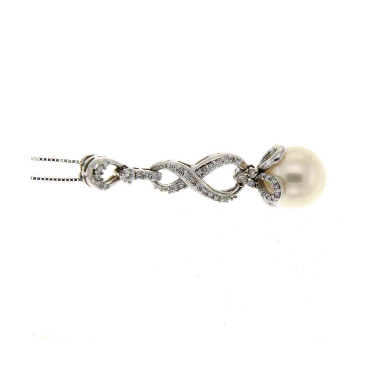 Collana fantasia perla mm10 diamanti carati 0,42 G-VS1