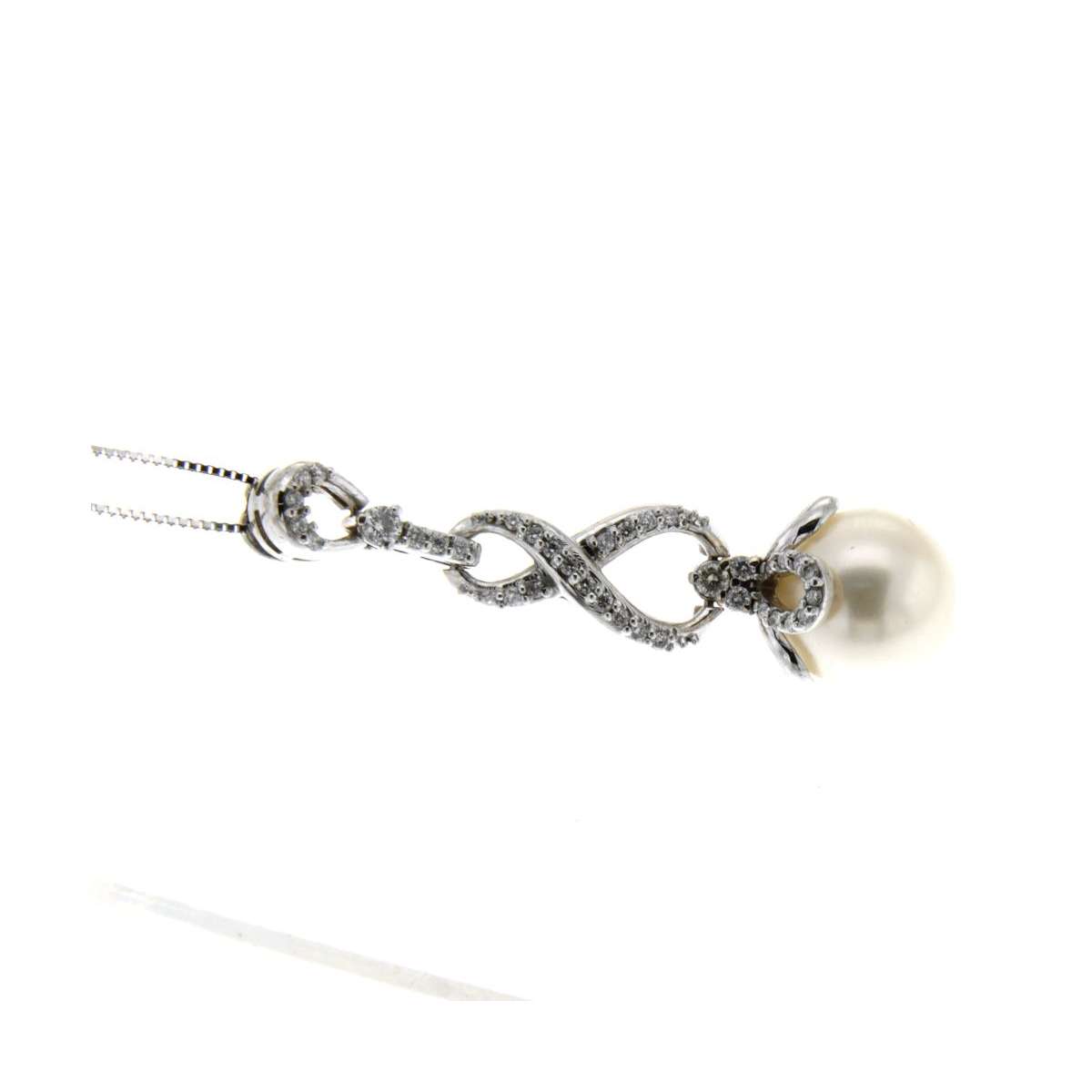 Collana fantasia perla mm10 diamanti carati 0,42 G-VS1