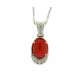 Necklace with oval pendant red coral drop 2.08 cts. 0.13 carats diamond G-VS1