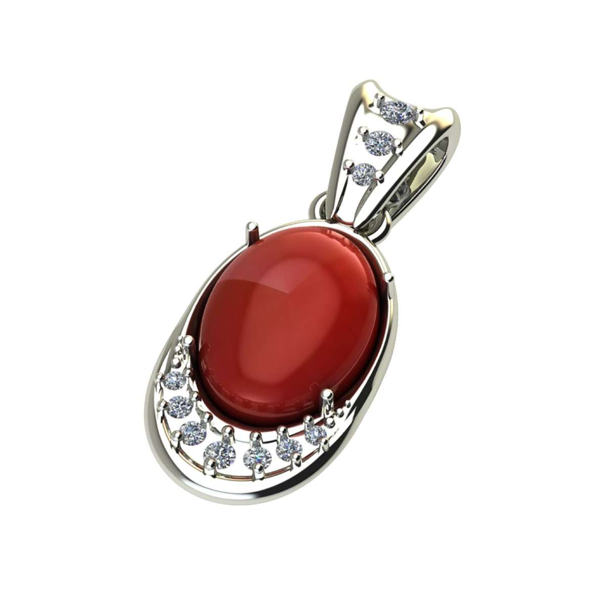 Collana corallo rosso carati 2,08 diamanti carati 0,13 G-VS1