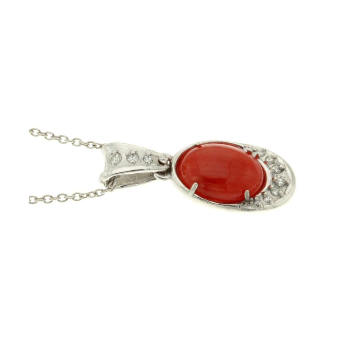 Collana corallo rosso carati 2,08 diamanti carati 0,13 G-VS1