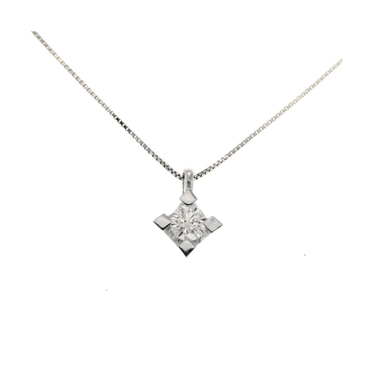 Collana  punto luce oro bianco diamante carati 0,15 G-VS2