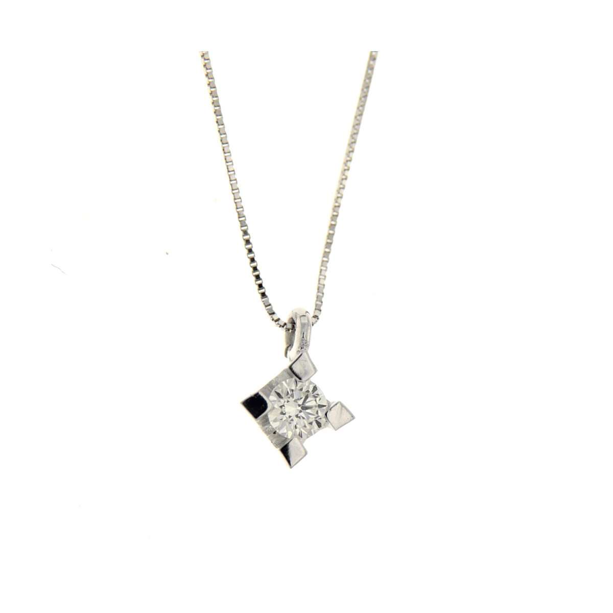 Collana  punto luce oro bianco diamante carati 0,15 G-VS2