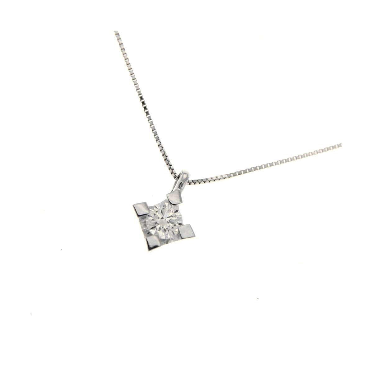 Collana  punto luce oro bianco diamante carati 0,15 G-VS2