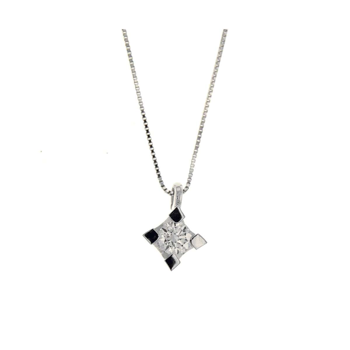 Collana  punto luce oro bianco diamante carati 0,15 G-VS2