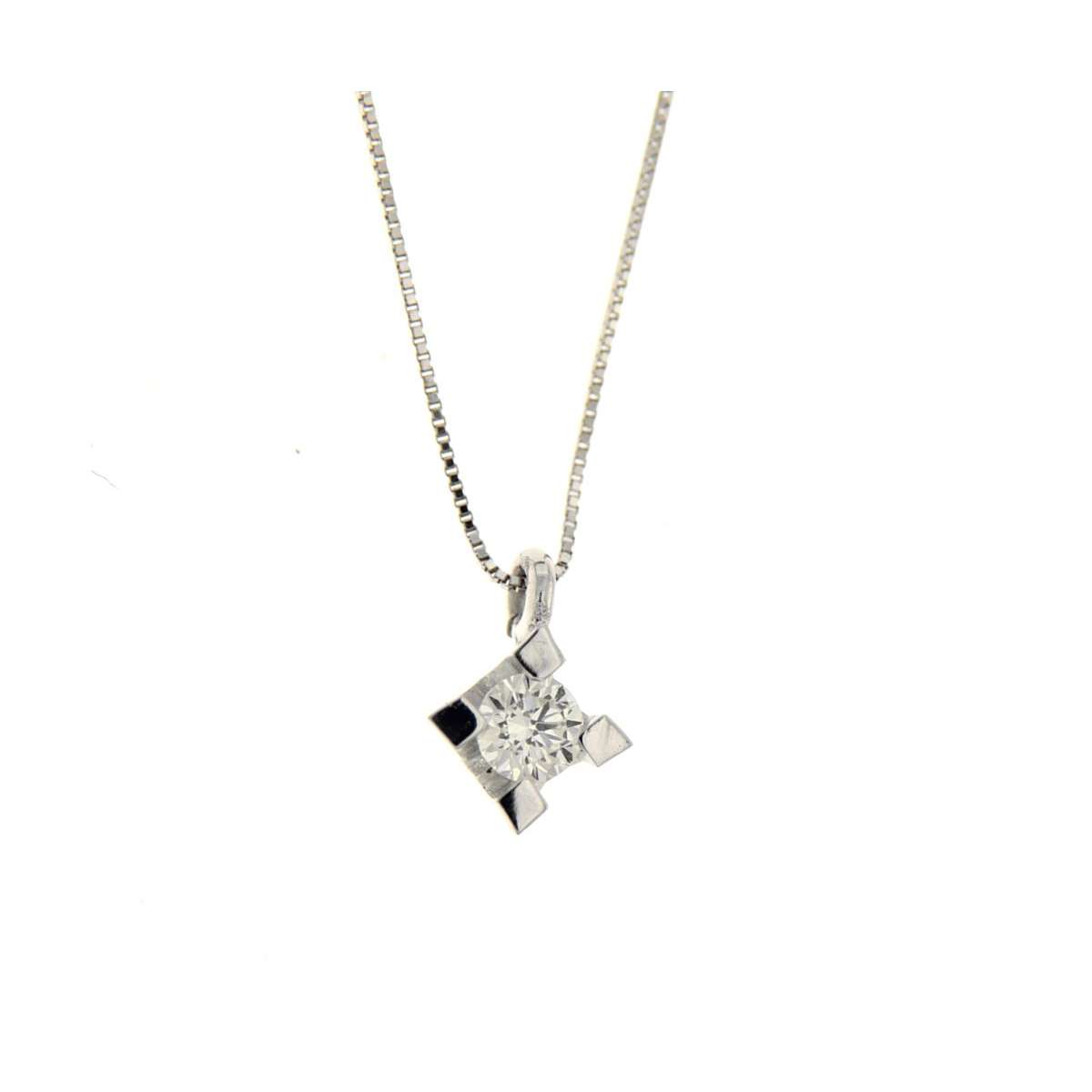 White gold diamond light point necklace 0.10 carat G-VS2