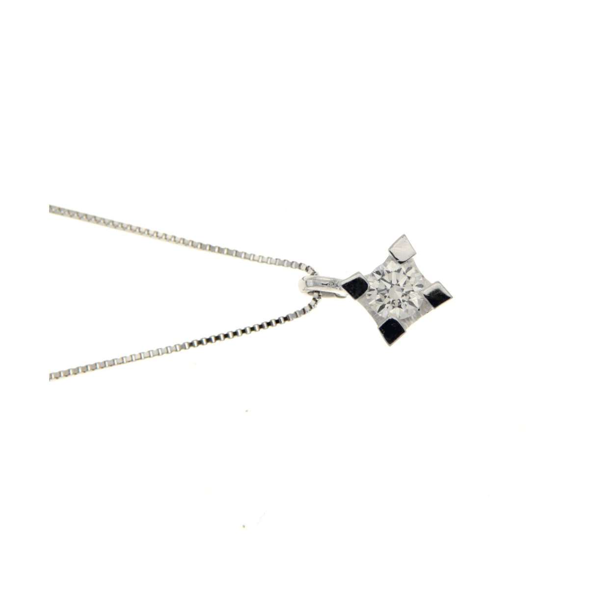 Collana  punto luce oro bianco diamante carati 0,10 G-VS2