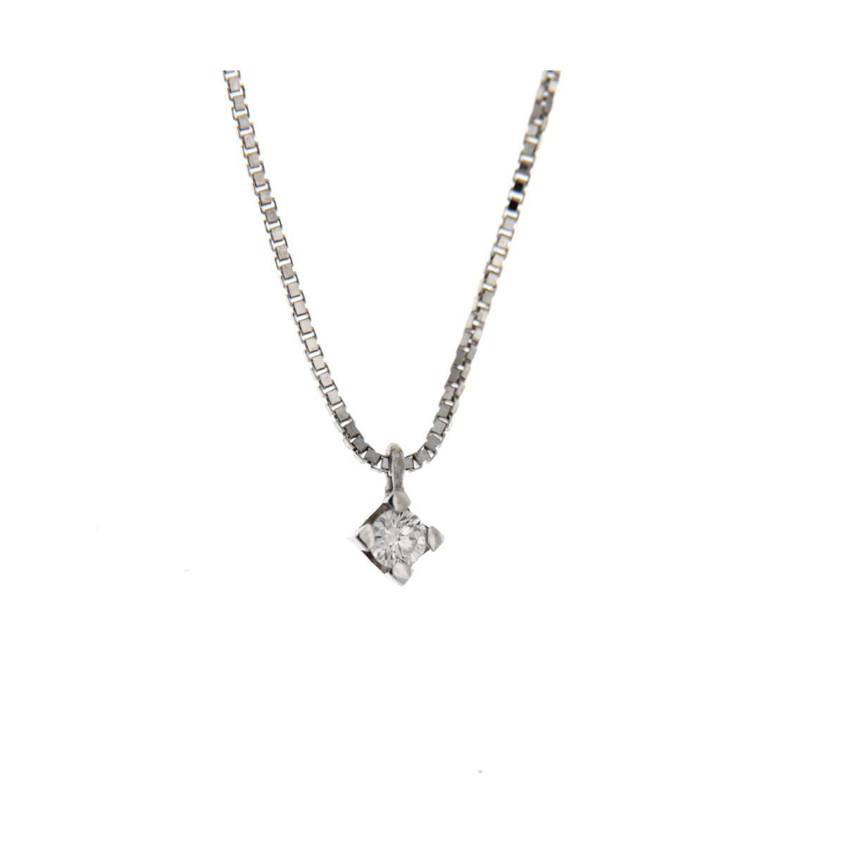 Collana  punto luce oro bianco diamante carati 0,09 G-VS1