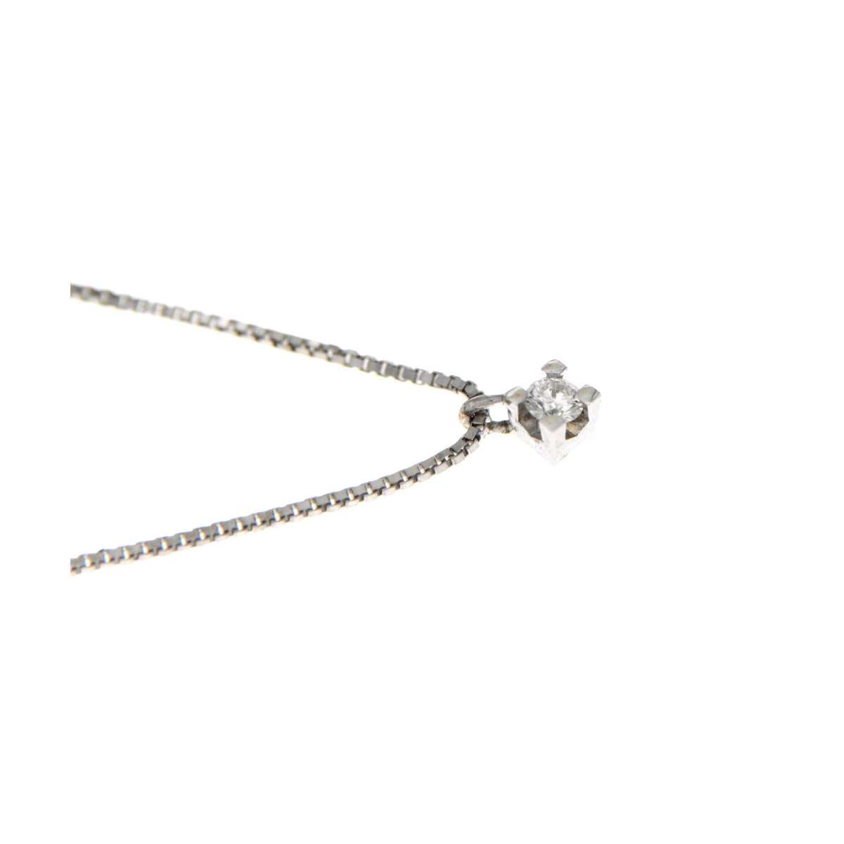 Collana  punto luce oro bianco diamante carati 0,05 G-VS1