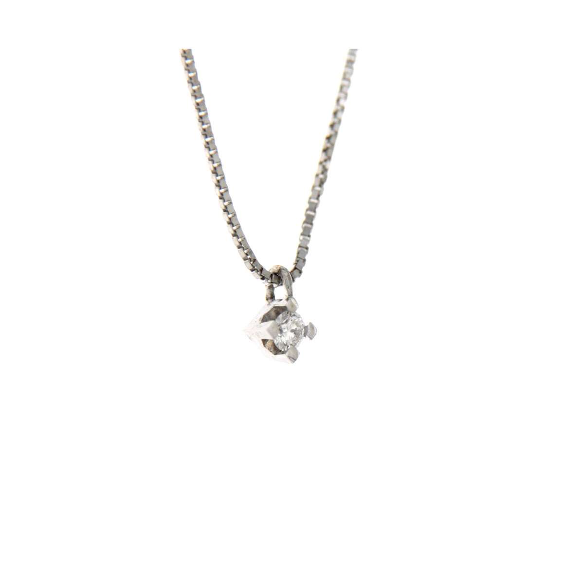 White gold diamond light point necklace 0.05 carat G-VS1