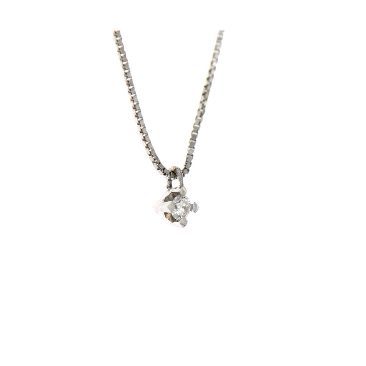 Collana  punto luce oro bianco diamante carati 0,05 G-VS1