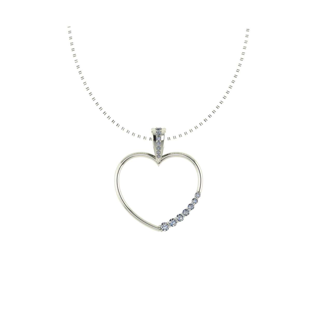 Women's necklace in white gold heart-shaped pendant diamonds 0.34 g-vvs1