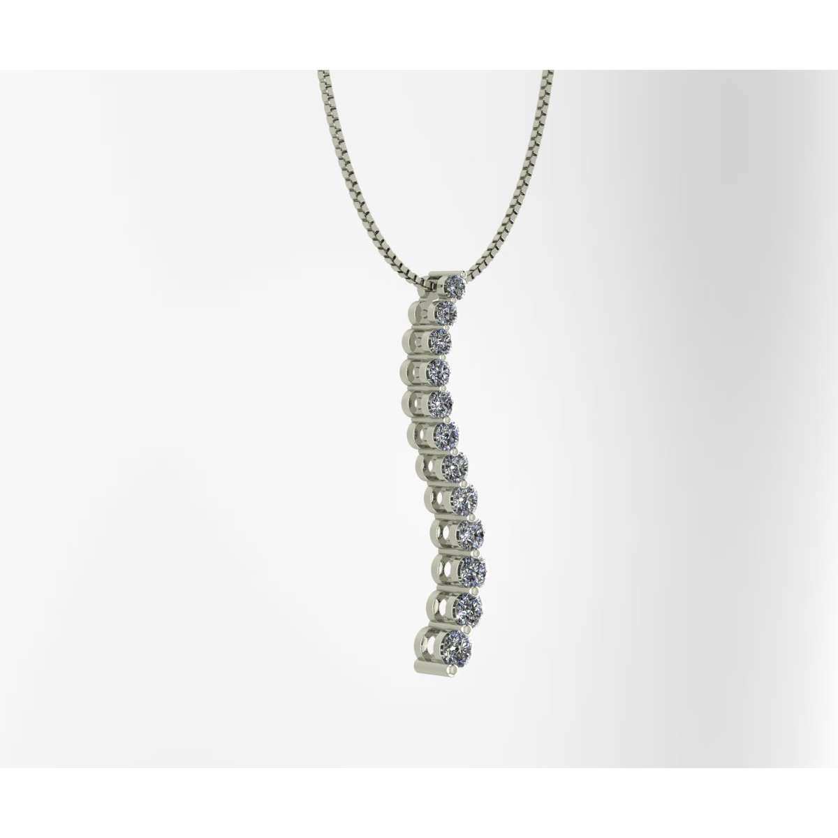Sinuous necklace handmade white gold diamonds carat 0.45 G-VS1