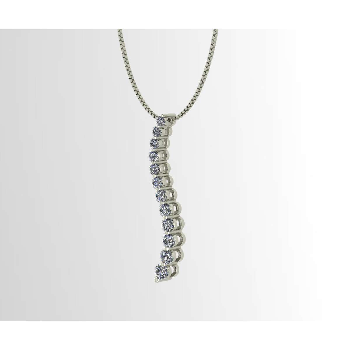 Sinuous necklace handmade white gold diamonds carat 0.45 G-VS1