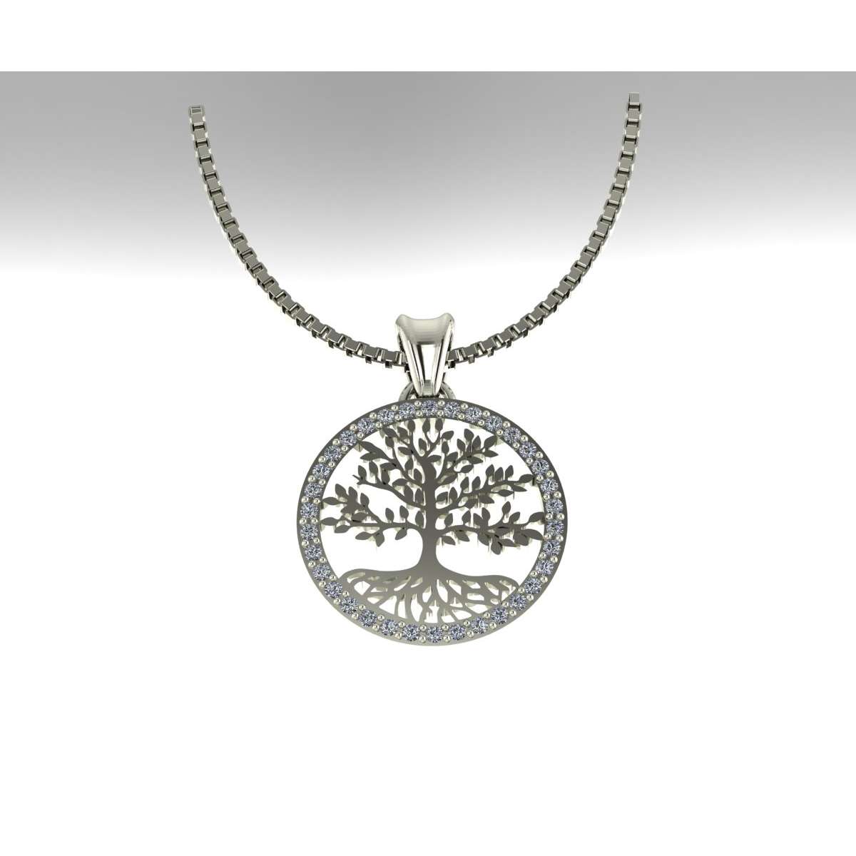 Collana albero della vita oro diamanti carati 0,45 g-vs1