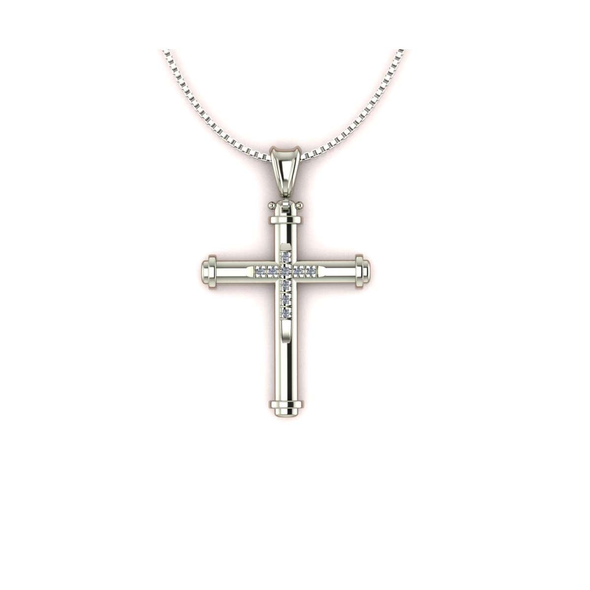 Necklace with cross in white gold and 0.05 g-vs1 carat diamonds