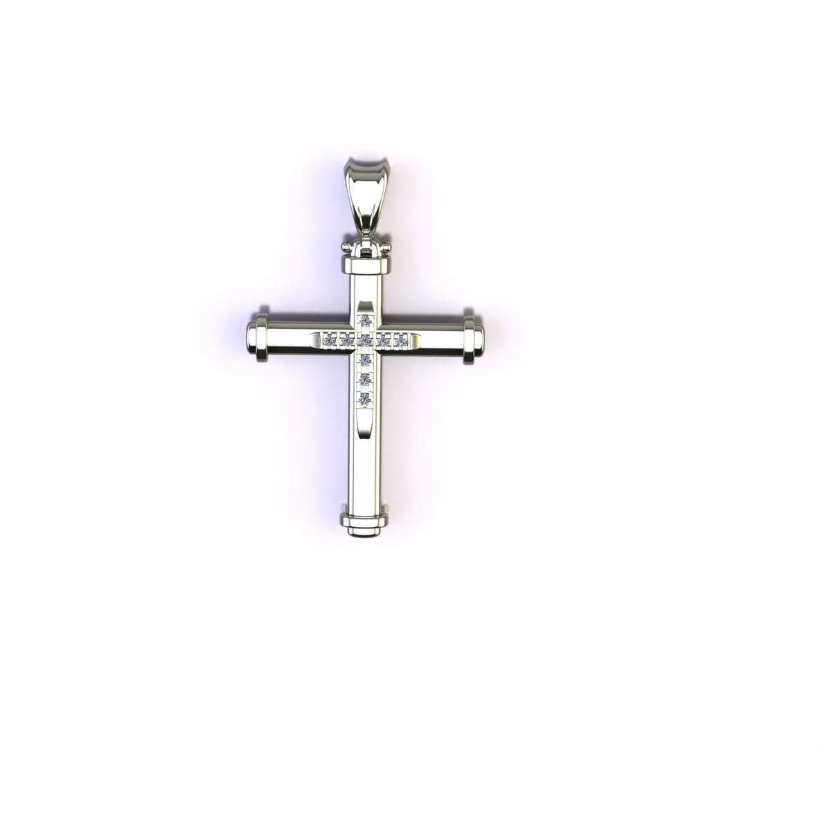 Necklace with cross in white gold and 0.05 g-vs1 carat diamonds