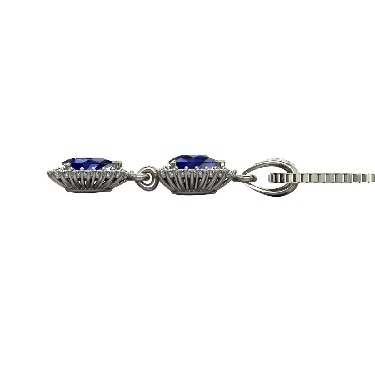 Women's necklace in white gold blue sapphires ct. 1.58 and diamonds ct. 0.20 g-vs1
