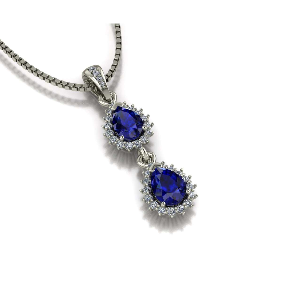 Women's necklace in white gold blue sapphires ct. 1.58 and diamonds ct. 0.20 g-vs1
